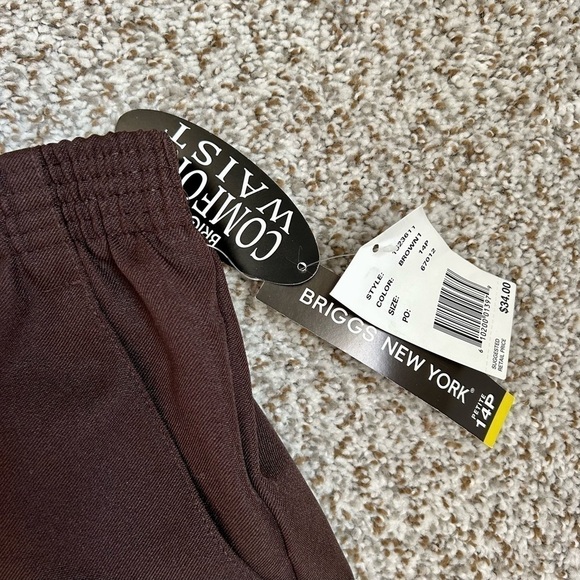 🦋 NWT Briggs New York Brown High Waisted Trousers 14 Petite 14P - Picture 2 of 9